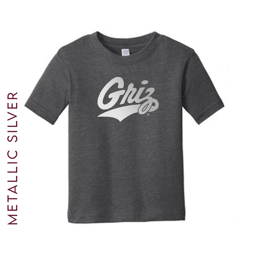 Metallic Griz Script - Rabbit Skins Toddler Fine Jersey Tee