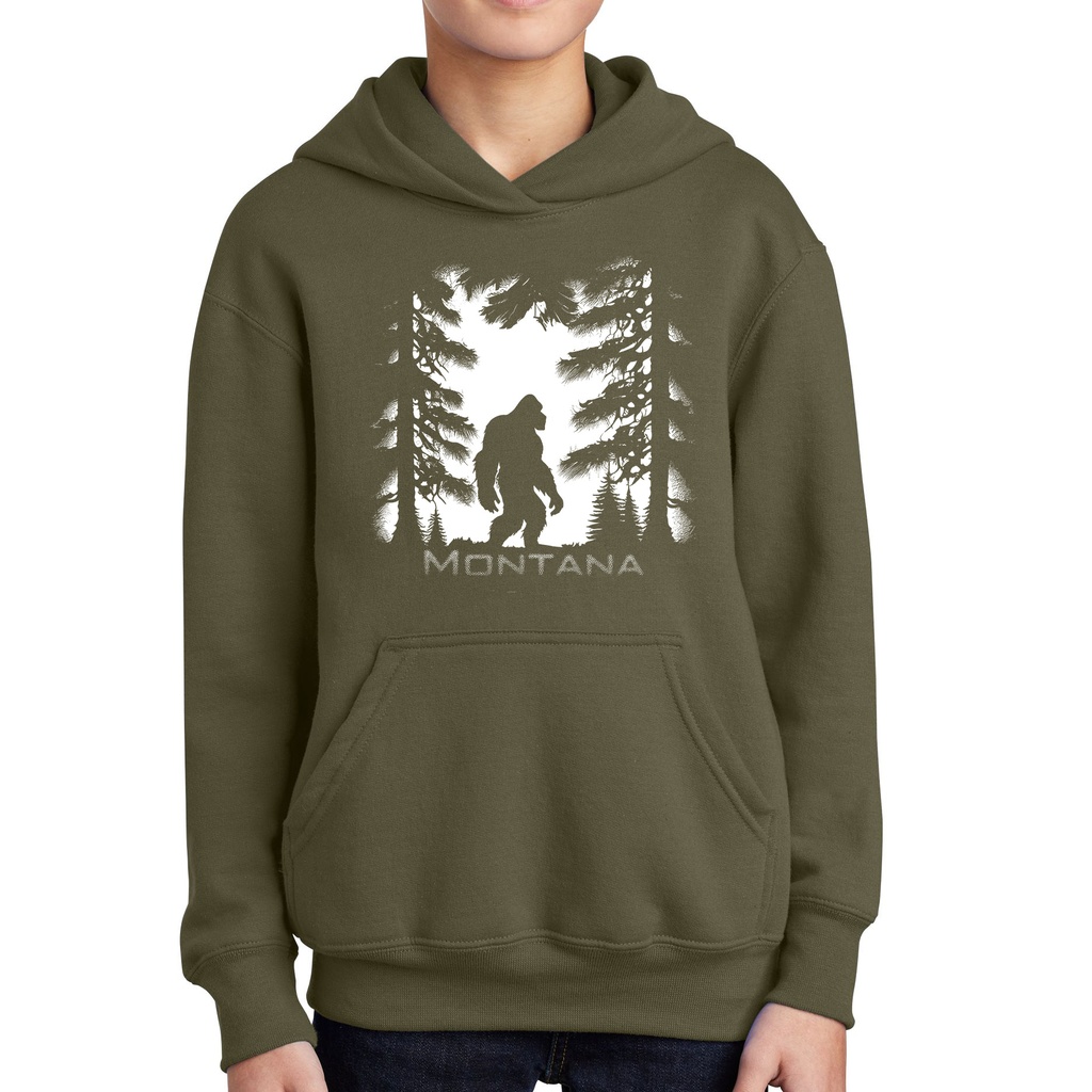 Bigfoot Dark Forest Montana - Youth Fleece Hoodie