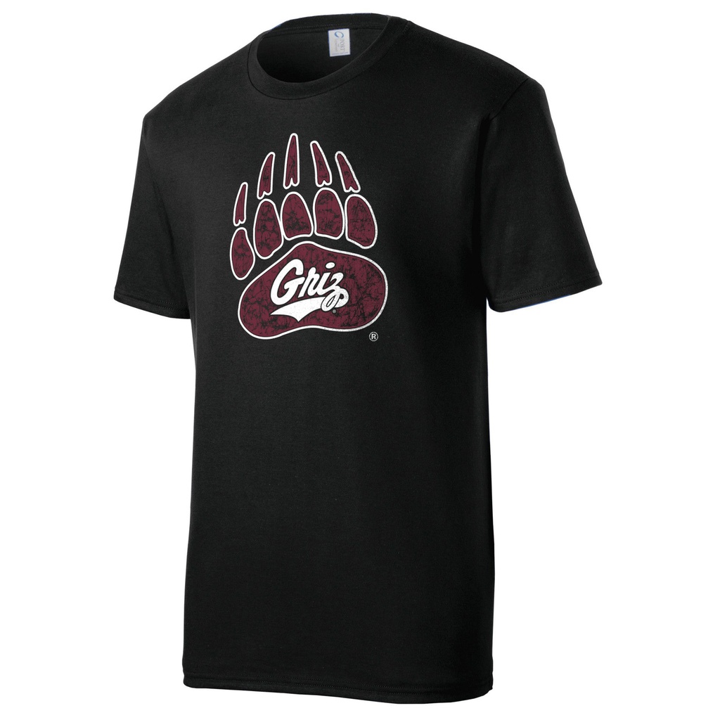 Distressed Paw with Griz Black - 100% Cotton Tee
