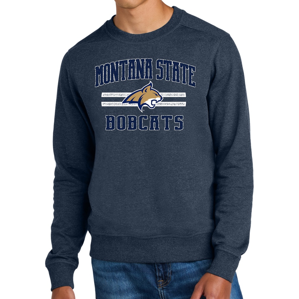 Montana State Bobcats Stripes - Recycled Fleece Crewneck Sweatshirt