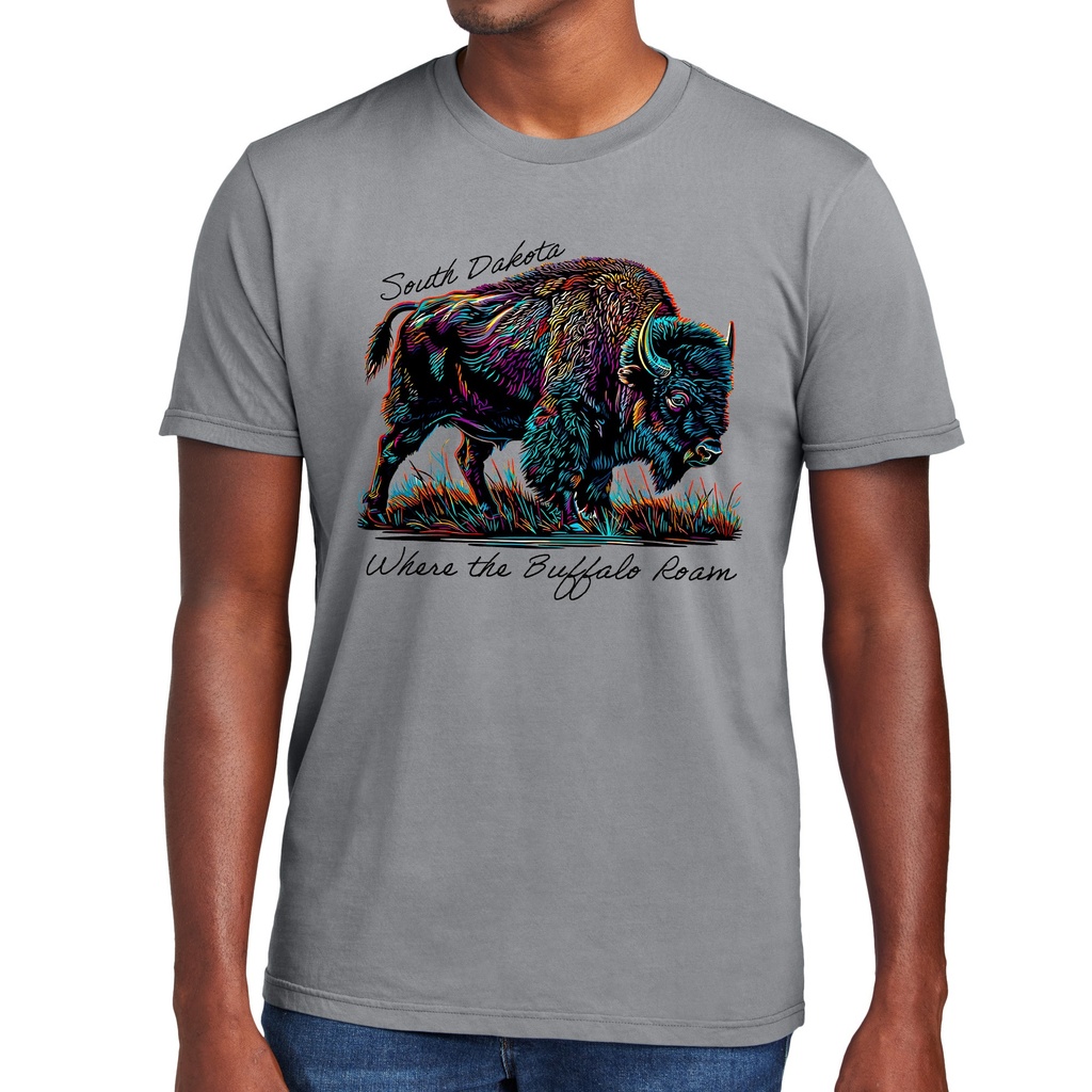 Many-Color Bison South Dakota - Garment Dyed Tee