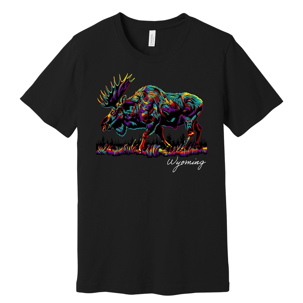 Many-Color Moose - Wyoming - Unisex Soft Blend Tee