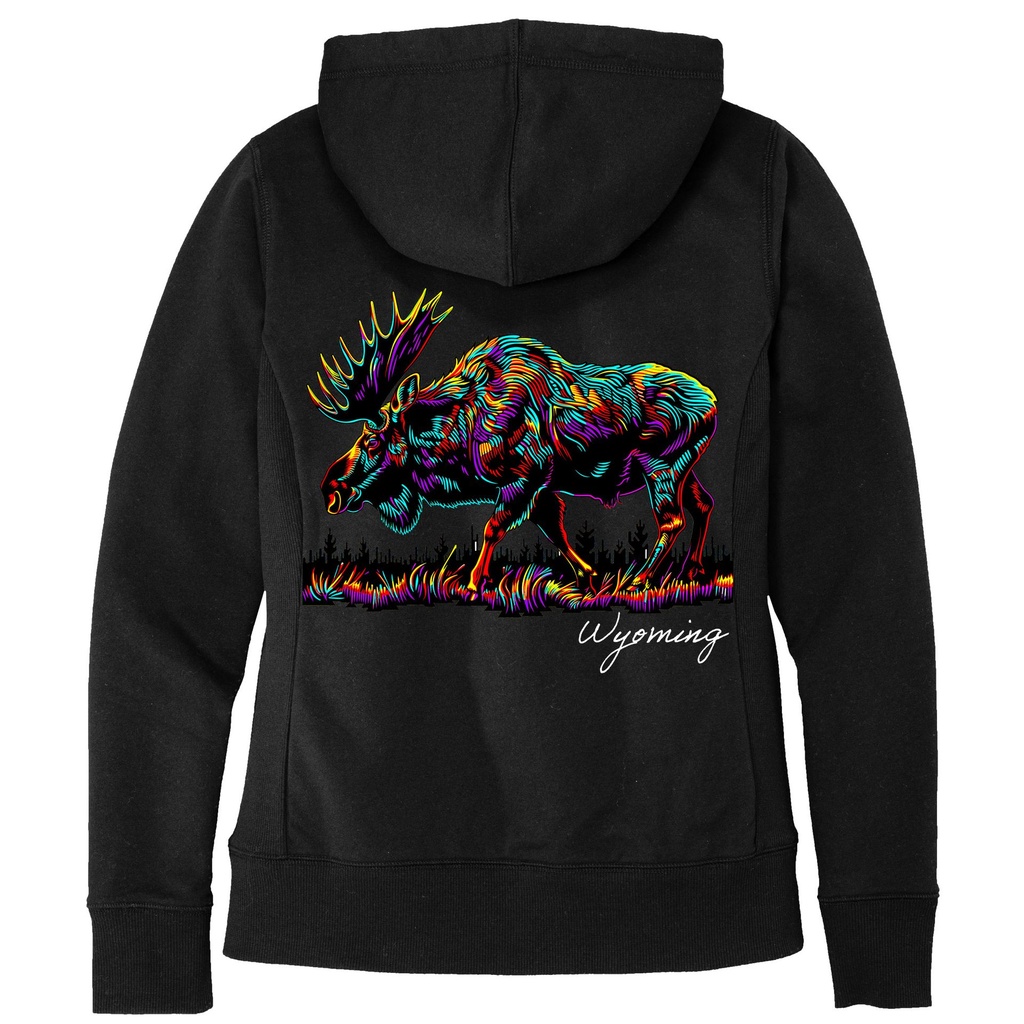 Many-Color Moose - Wyoming - Full-Zip Hoodie