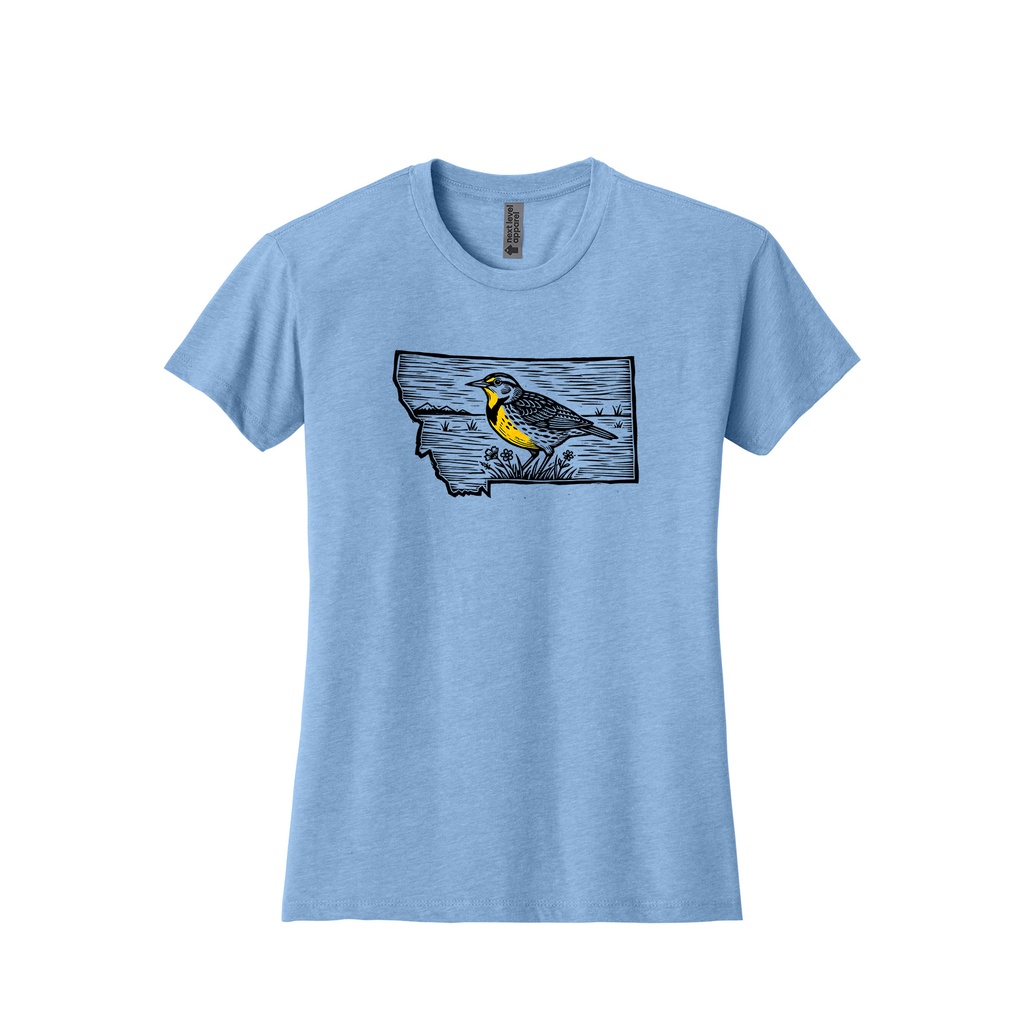 Two Color Woodcut Meadowlark MT - Women's CVC Tee