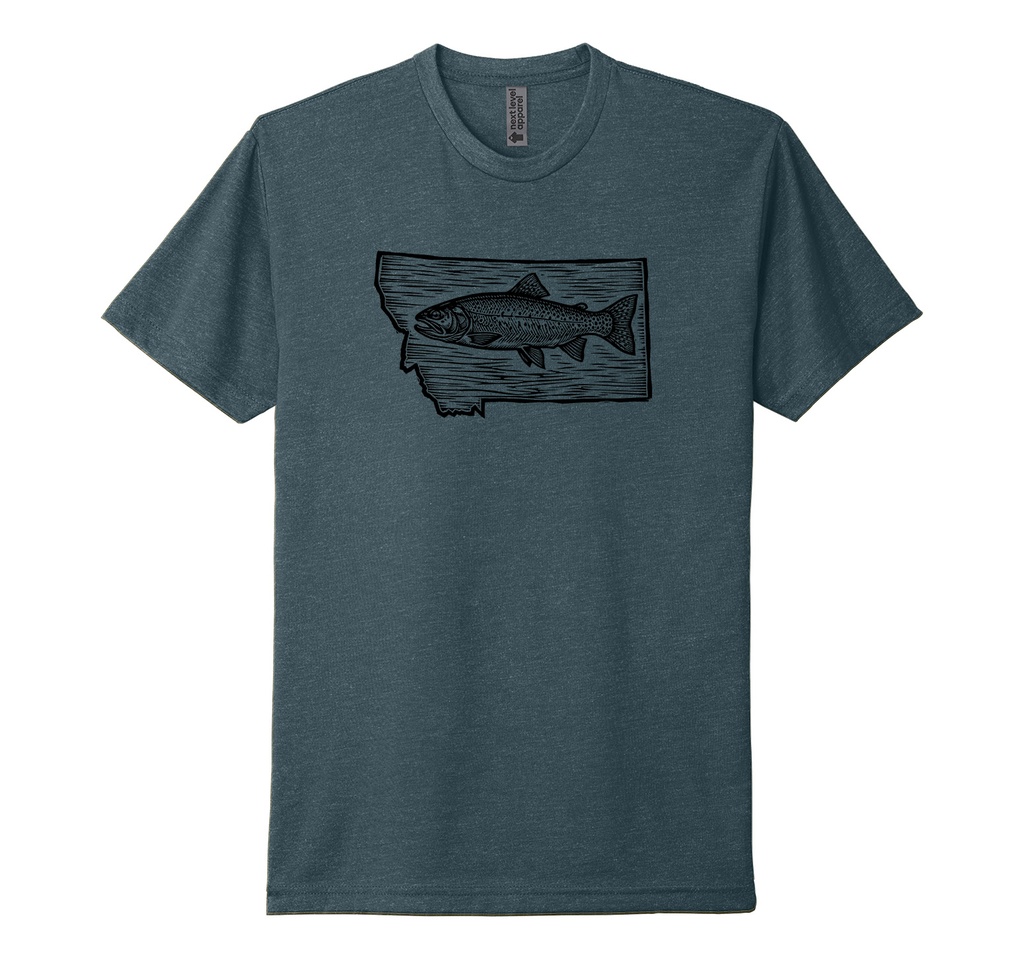 Woodcut Trout MT - Unisex CVC Tee