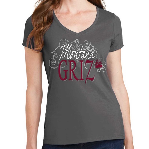 Ladies' Fan Favorite Montana Griz 100% Cotton V-Neck T-shirt