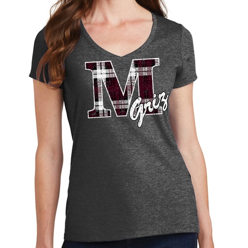 Plaid M Griz Ladies' Fan Favorite 100% Cotton V-Neck T-shirt