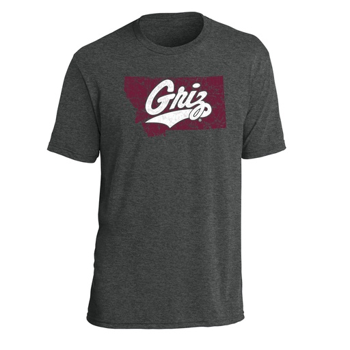 Distressed Montana Griz Script - Tri-Blend Tee