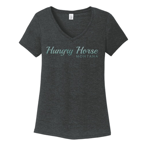 Hungry Horse Script Glitter V-Neck