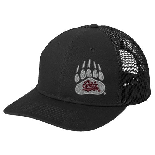 [C112-EMTG01-BLK-OS] Paw with Griz - Snapback Trucker Cap