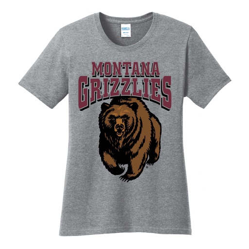 Grizzlies Charging Bear - Ladies 100% Cotton Tee