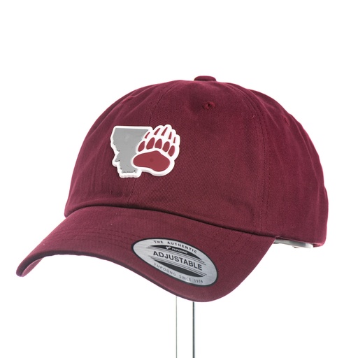 [6245PT-EMTG2101-MRN] Montana Griz Paw PVC Patch - Peached Cotton Twill Dad Hat