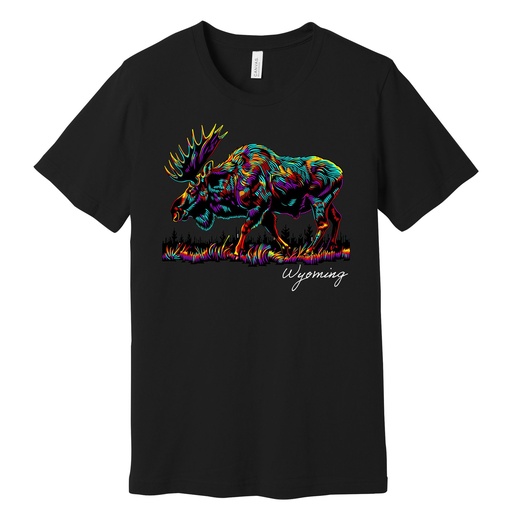 Many-Color Moose - Wyoming - Unisex Soft Blend Tee
