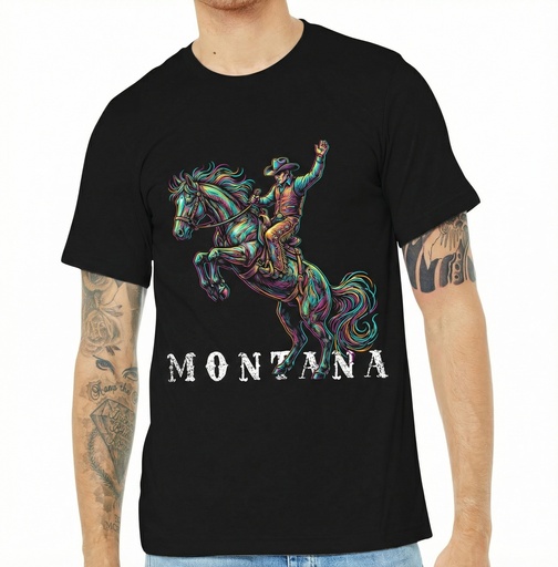 Many-Color Bucking Horse Montana - Unisex Soft Blend Tee